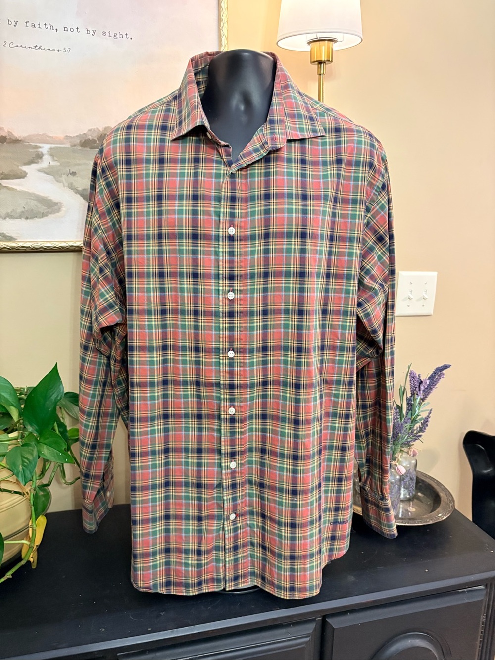 Daniel Cremieux Men's Plaid Button-Down Shirt - Red, Green, Blue